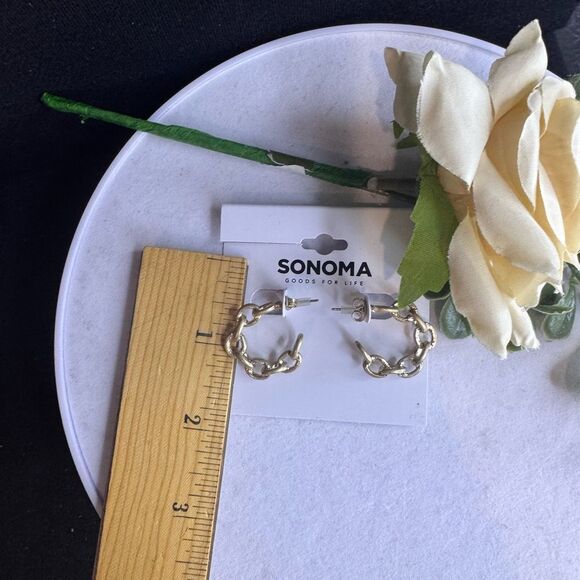 Sonoma Link Style Open Hoop Earrings .75in - Picture 4 of 6